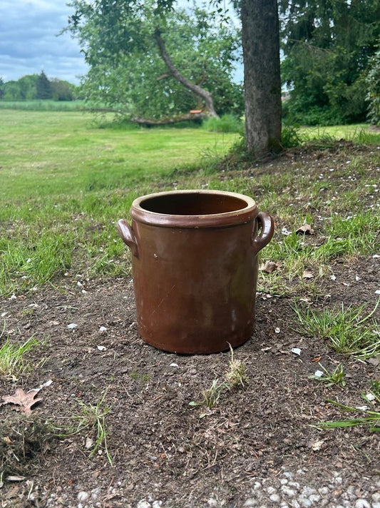 ANTIKER PFLANZENTOPF, GARTENDEKO, STEINGUTTOPF, ALTER TONTOPF