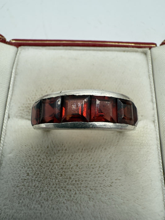 DAMEN RING ROT ECHT SILBER 925 ZIRKONIA STERLINGSILBER SCHMUCK GR.56