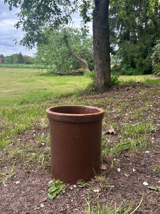 ANTIKER PFLANZENTOPF, GARTENDEKO, STEINGUTTOPF, ALTER TONTOPF