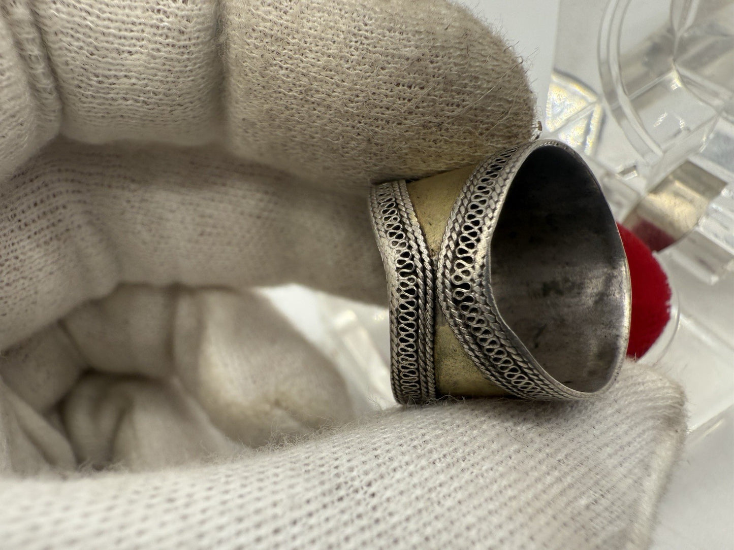 ANTIKER ORIENT AFGHANISCHER RING BLAUER KYANIT EDELSTEIN RING GR.57