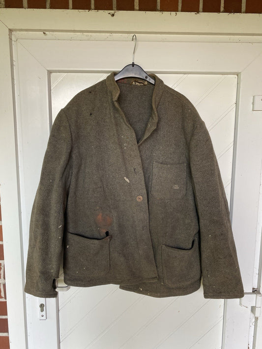 DEUTSCHE ARBEITSJACKE DRILLICHJACKE AUS WOLLFILZ, WEHRMACHT ODER  ZIVIL