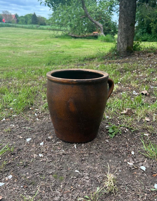ANTIKER PFLANZENTOPF, GARTENDEKO, STEINGUTTOPF, ALTER TONTOPF