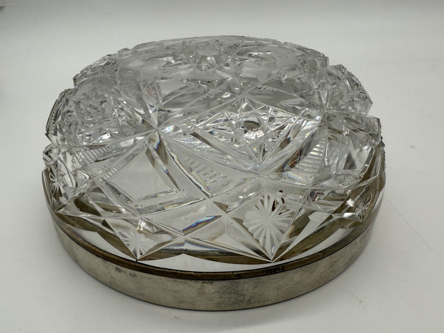 VINTAGE SCHALE KRISTALLGLAS MIT 800er SILBERRAND