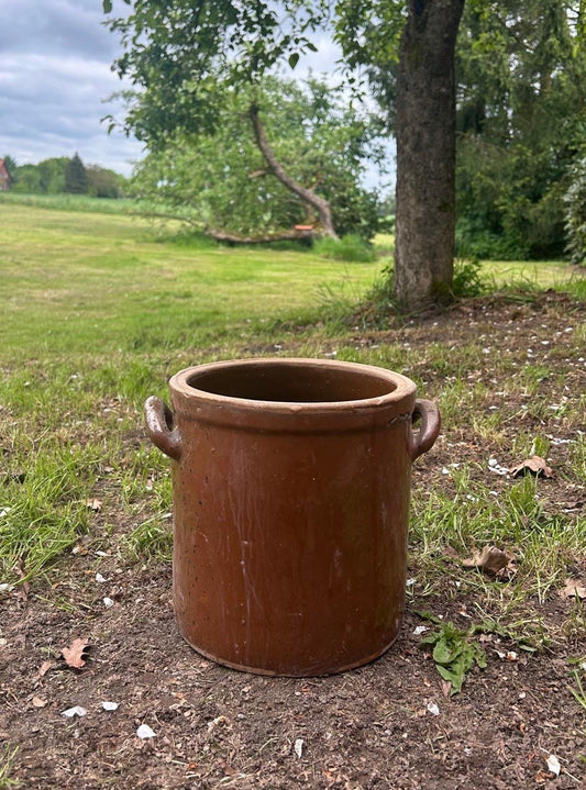 ANTIKER PFLANZENTOPF, GARTENDEKO, STEINGUTTOPF, ALTER TONTOPF