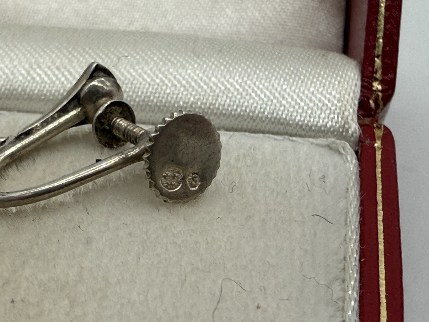 ART DECO OHRRINGE 830er SILBER SCHWEDEN SKANDINAVIEN ANTIKE MARKASITEN