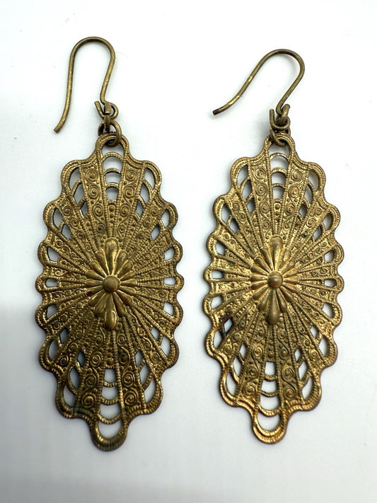 BOHO VINTAGE OHRRINGE GOLD DOUBLE FILIGRAN ORNAMENT MUSTER