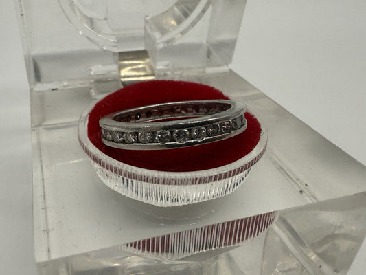 VINTAGE TCHIBO WEIß CUBIC ZIRKONIA STERLING SILBER RING GR.57