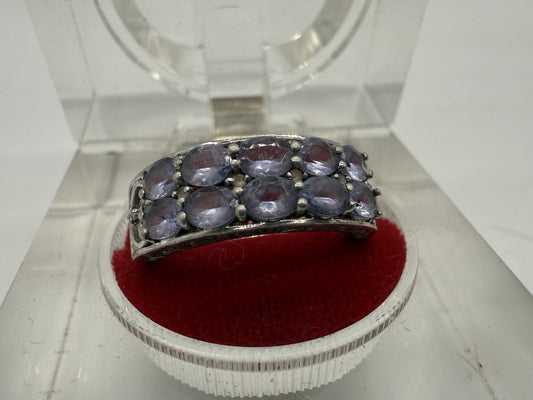 VINTAGE 925 STERLING SILBER RING MIT LILA STEINE OVALSCHLIFF GR.55