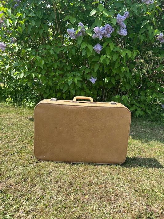 VINTAGE REISEKOFFER HELLBRAUN 60er JAHRE HARDCASE TASCHE OLDTIMER