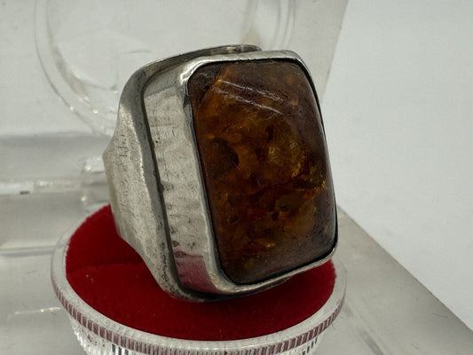 DESIGNER RING GEORG KRAMER 835 SILBER BERNSTEIN GR.54