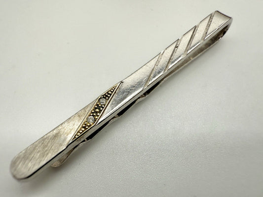 SCHÖNE BICOLOR KRAWATTENNADEL 925er STERLING SILBER SILBERNADEL