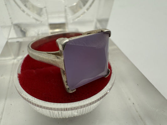 VINTAGE 925 SILBER RING MIT QUADRATISCHEM LILA STEIN GR.60