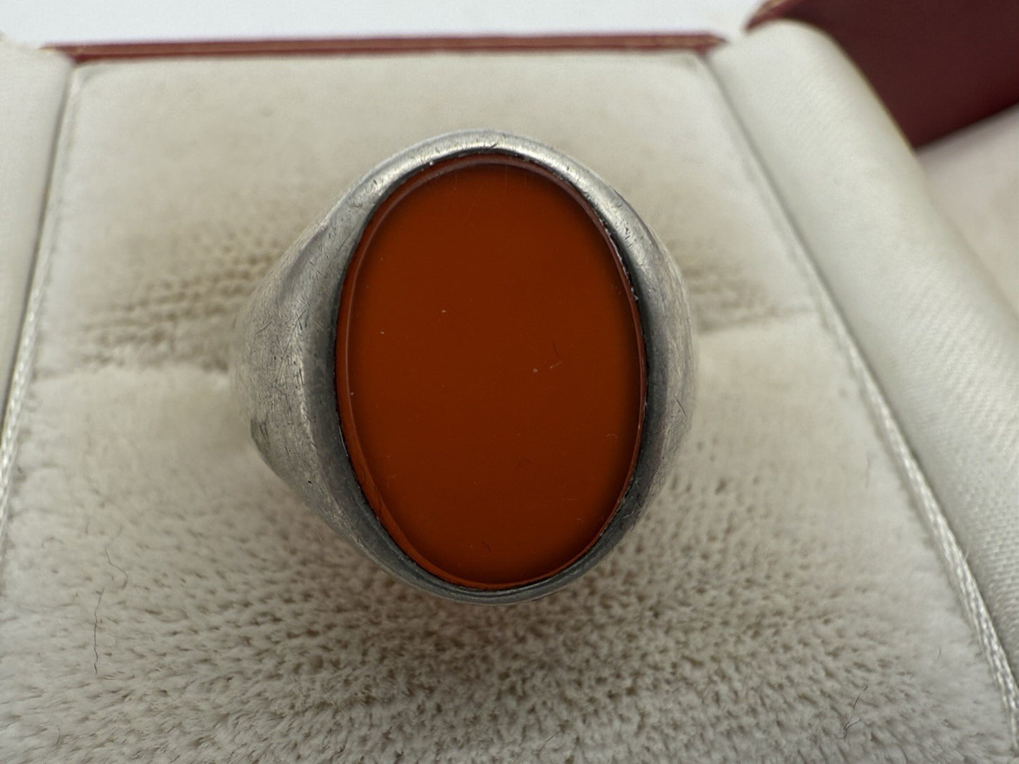 VINTAGE KARNEOL 800 SILBER STATEMENT RING GR.57