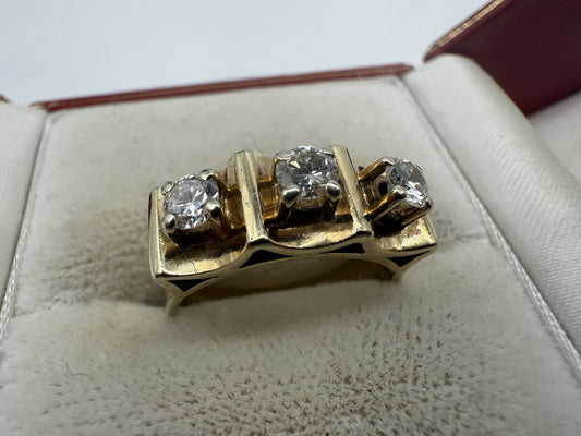 MASSIVER BRILLANTRING AUS 585 GOLD 14K - 3 DIAMANTEN GR.55