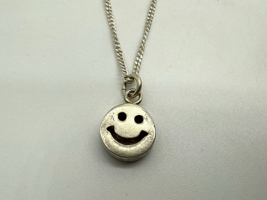 VINTAGE SMILEY ANHÄNGER 925 STERLING SILBER HALSKETTE