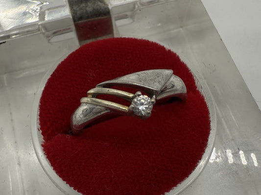 SCHLICHTER 925 SILBER ZIRKONIA RING IM RETRO STIL GR.58