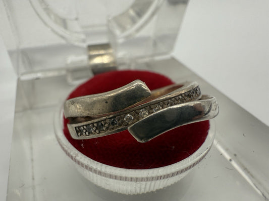 FOSSIL RING 925 SILBER SPIRALFÖRMIG ZIRKONIA GR.60