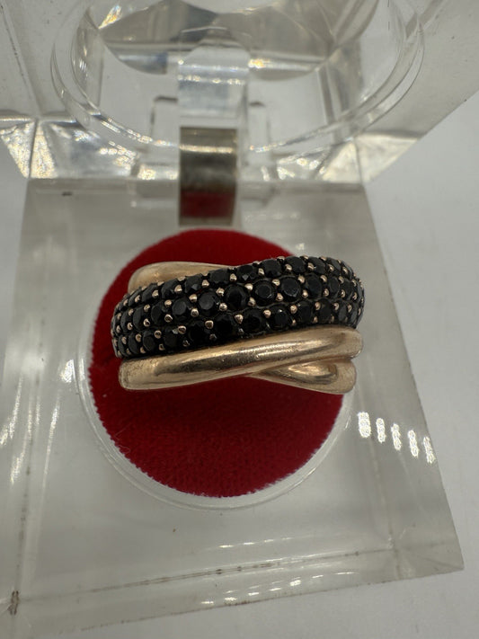 RING 925 SILBER ROSEGOLD PLATTIERT MIT SCHWARZE STEINE GR.59