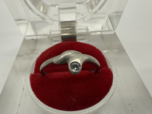 VINTAGE 925 STERLING SILBER RING MIT ZIRKONIA GR.56