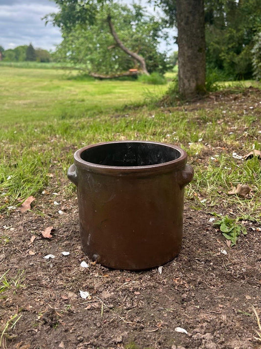 ANTIKER PFLANZENTOPF, GARTENDEKO, STEINGUTTOPF, ALTER TONTOPF