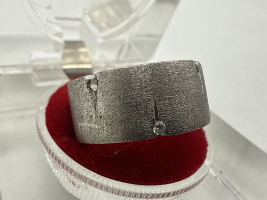 STILVOLL BREITER 925 STERLING SILBER BAND RING MIT ZIRKONIA GR.59