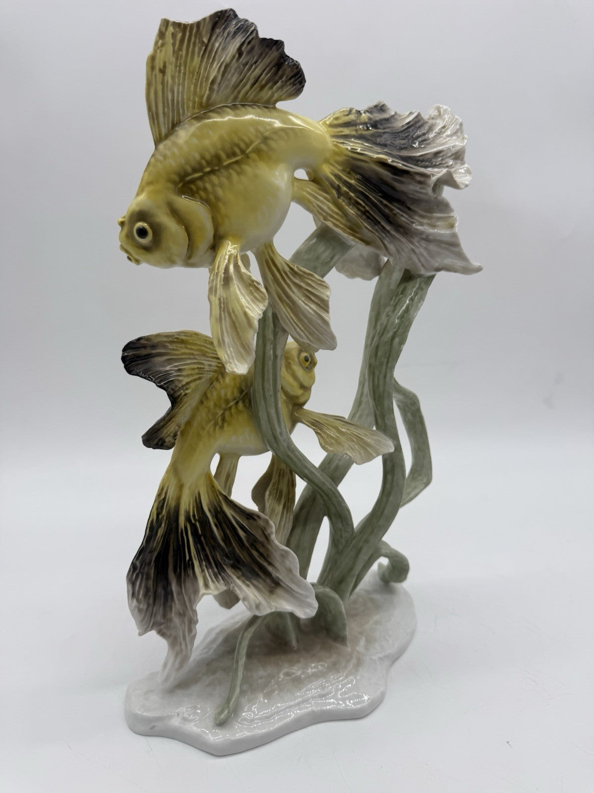 GROßE ROSENTHAL FIGUR SCHLEIERSCHWANZ FISCHE GOLDFISCHE PORZELLAN
