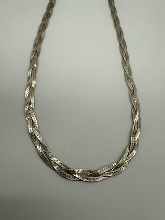 VINTAGE 925 SILBERKETTE COLLIER HALSKETTE GEFLOCHTEN