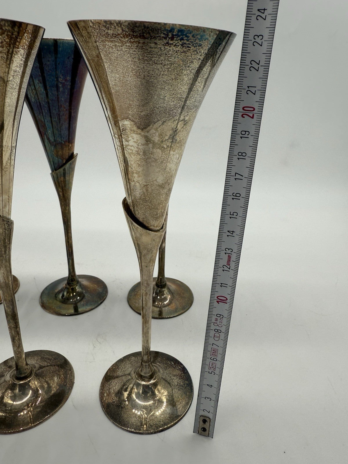 VINTAGE VERSILBERTE EDLE VINTAGE SEKTFLÖTE CHAMPAGNERGLÄSER