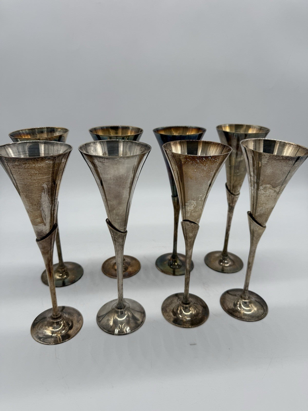 VINTAGE VERSILBERTE EDLE VINTAGE SEKTFLÖTE CHAMPAGNERGLÄSER