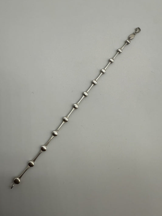 FEINES 925 STERLING SILBER FOSSIL ARMBAND MIT OVALEN GLIEDERN