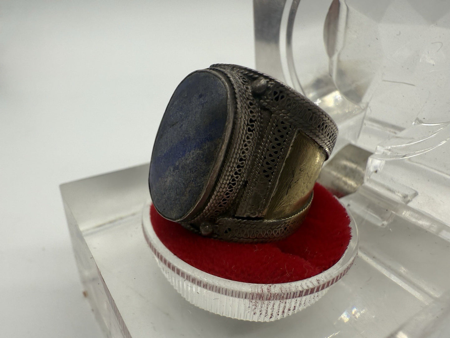 ANTIKER ORIENT AFGHANISCHER RING BLAUER KYANIT EDELSTEIN RING GR.57