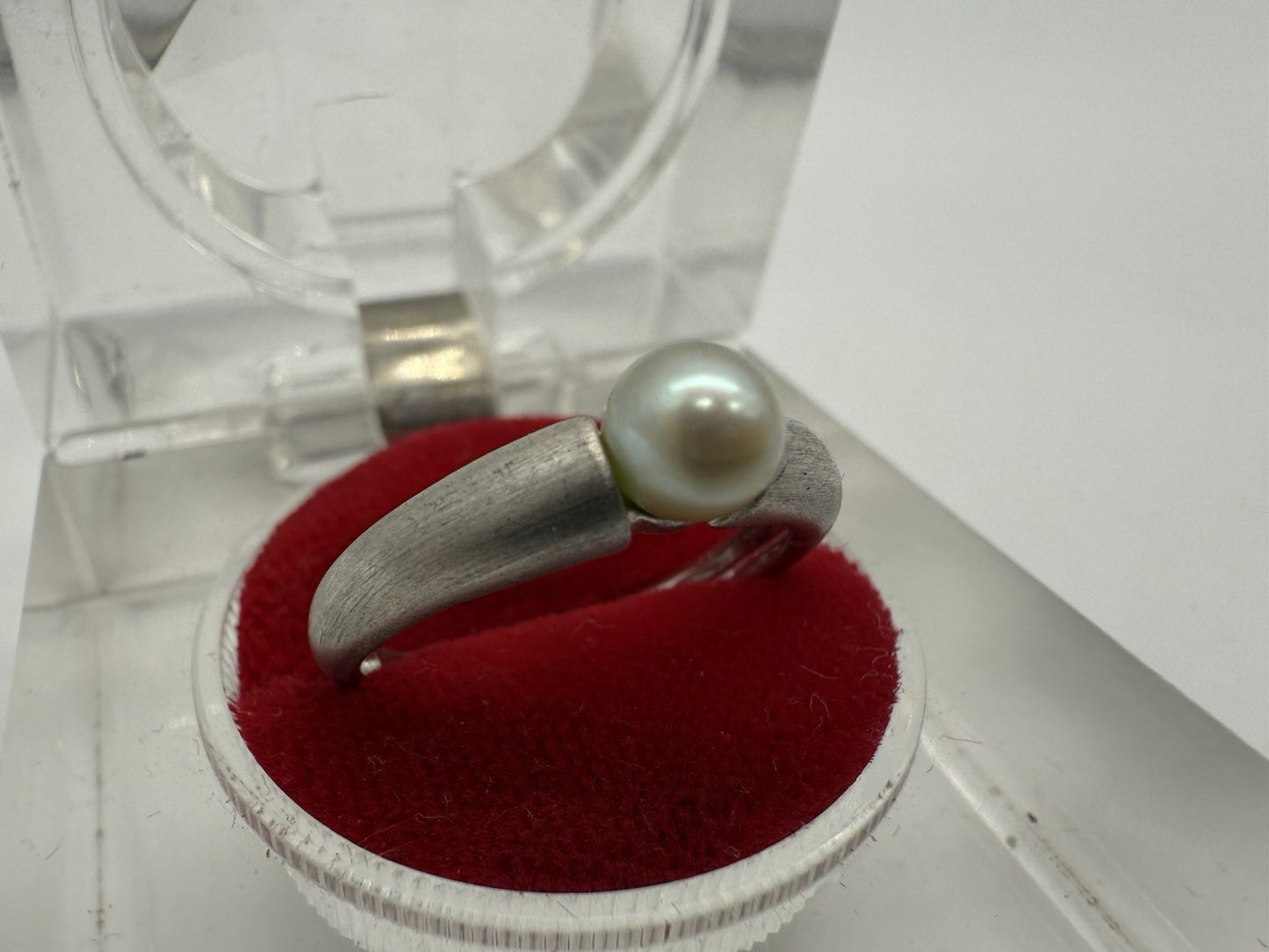 VINTAGE 925 SILBER RING MIT PERLE GR.56