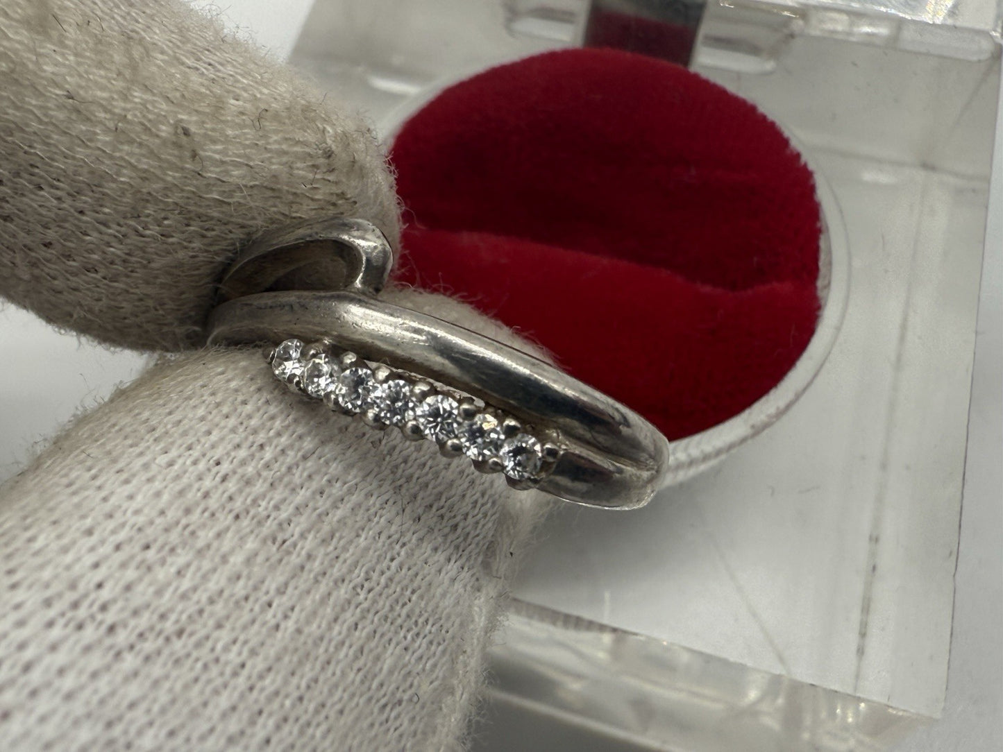 VINTAGE 925 SILBER DAMEN RING EDEL ELEGANT MIT ZIRKONIA GR.60