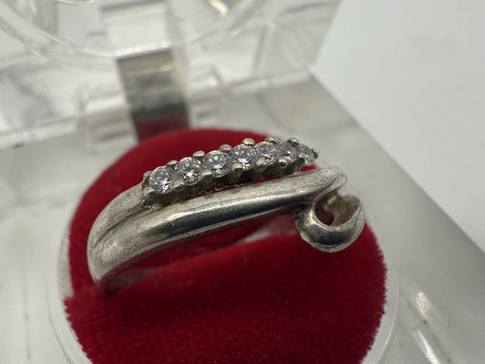 VINTAGE 925 SILBER DAMEN RING EDEL ELEGANT MIT ZIRKONIA GR.60