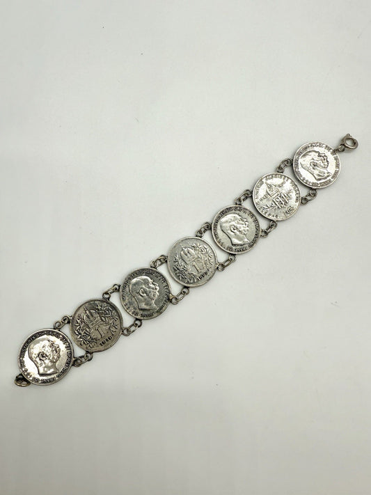 ALTES SILBER MÜNZEN ARMBAND IN 835er SILBER