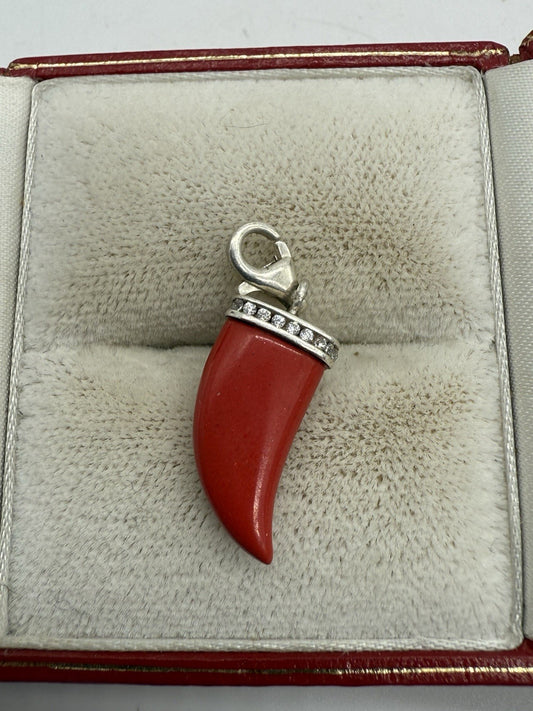 THOMAS SABO CHARM ANHÄNGER 925 SILBER ZAHN ROT CZ