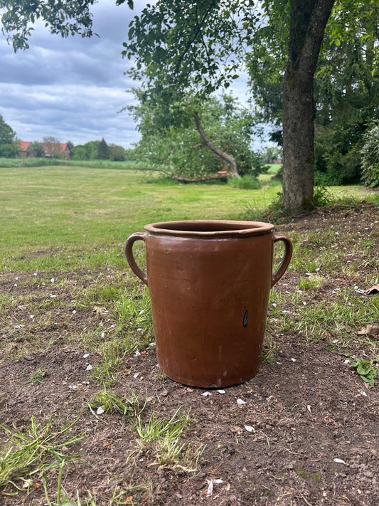 ANTIKER PFLANZENTOPF, GARTENDEKO, STEINGUTTOPF, ALTER TONTOPF