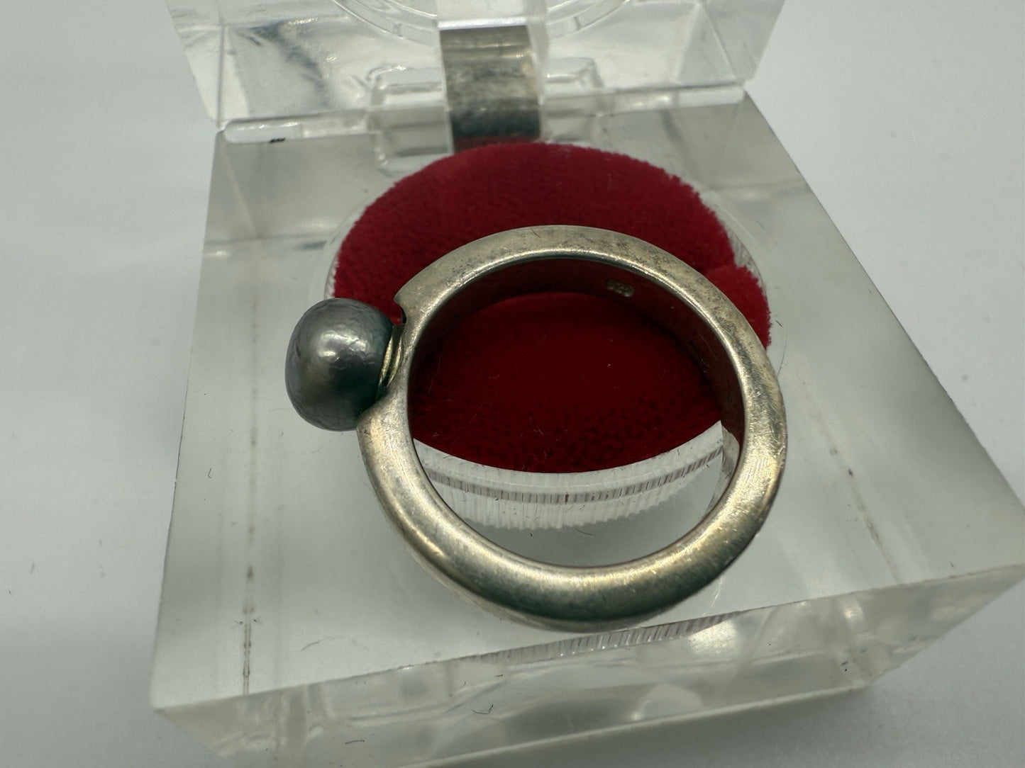 VINTAGE SILBER RING MIT PERLE GR.57