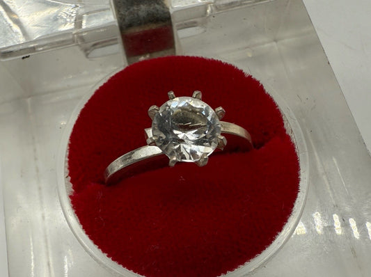 835 SILBER RING VINTAGE GROßER STEIN ZIRKONIA GR.55