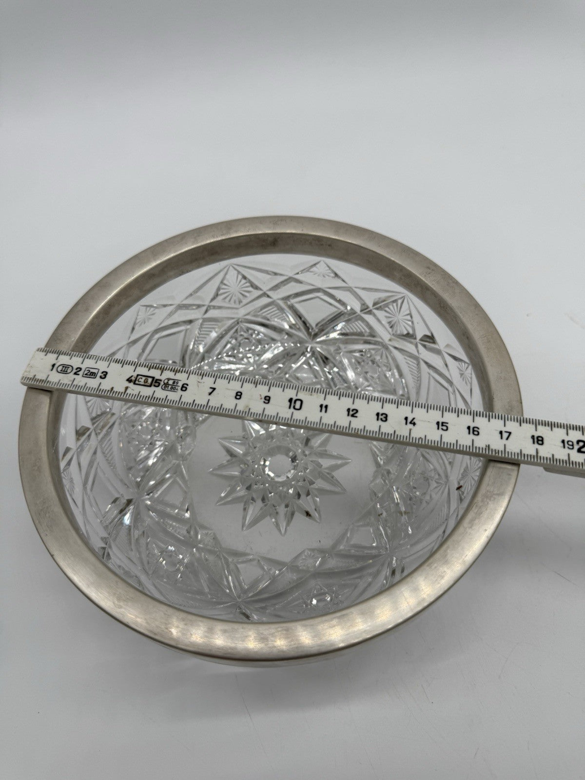 VINTAGE SCHALE KRISTALLGLAS MIT 800er SILBERRAND