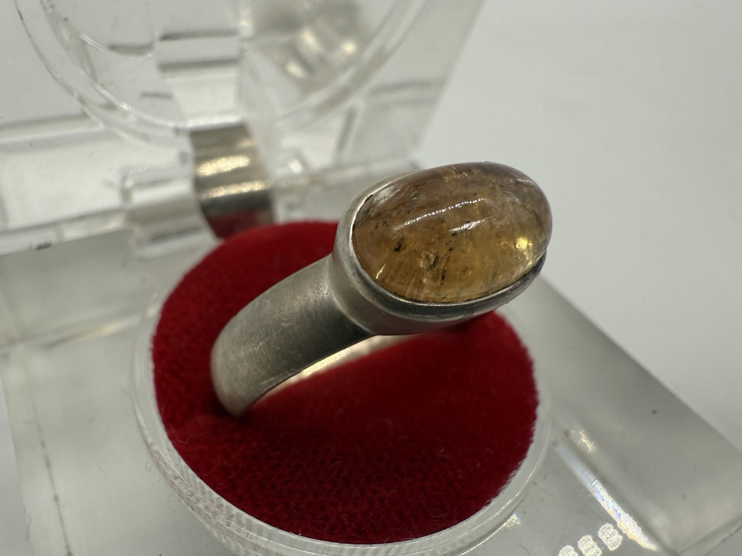 VINTAGE GOLDENER RUTILQUARZ RING 950 STERLING SILBER GR.56