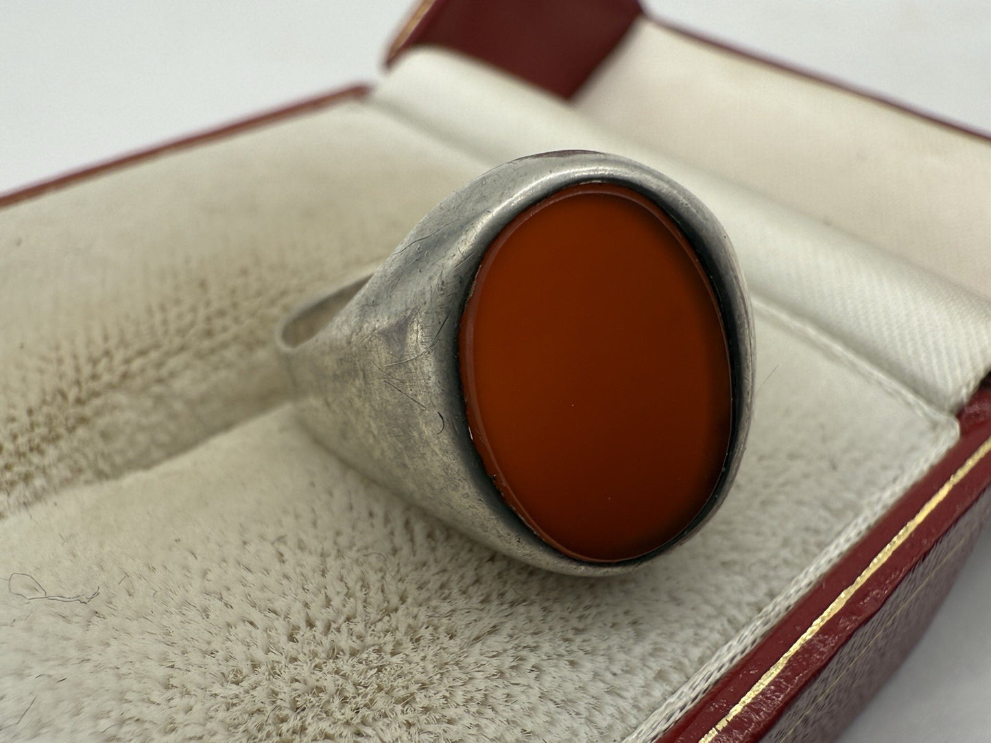VINTAGE KARNEOL 800 SILBER STATEMENT RING GR.57