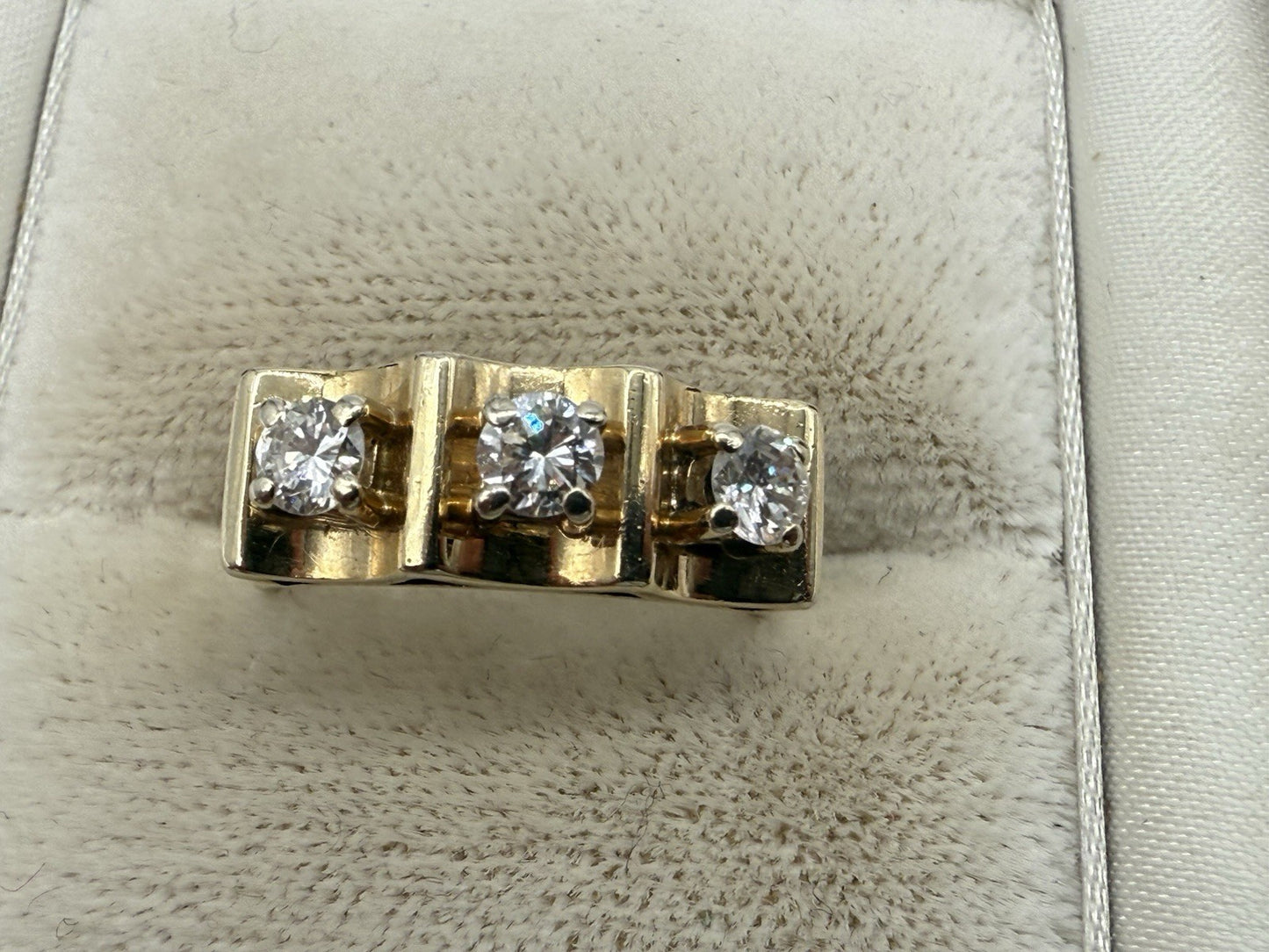 MASSIVER BRILLANTRING AUS 585 GOLD 14K - 3 DIAMANTEN GR.55