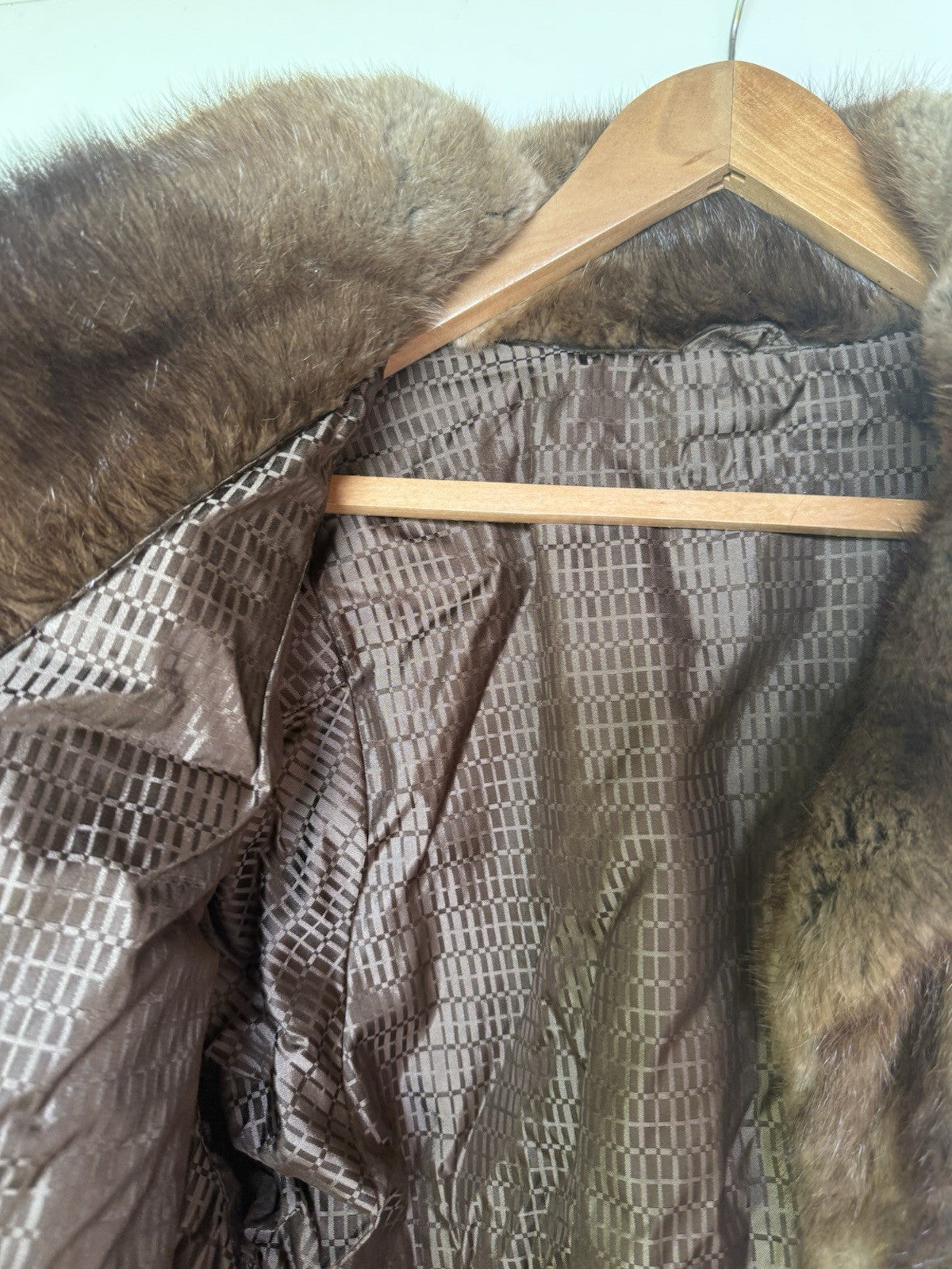 VINTAGE NERZMANTEL SCHÖNE PELZJACKE JACKE FELL ECHTPELZ BRAUN GR. M