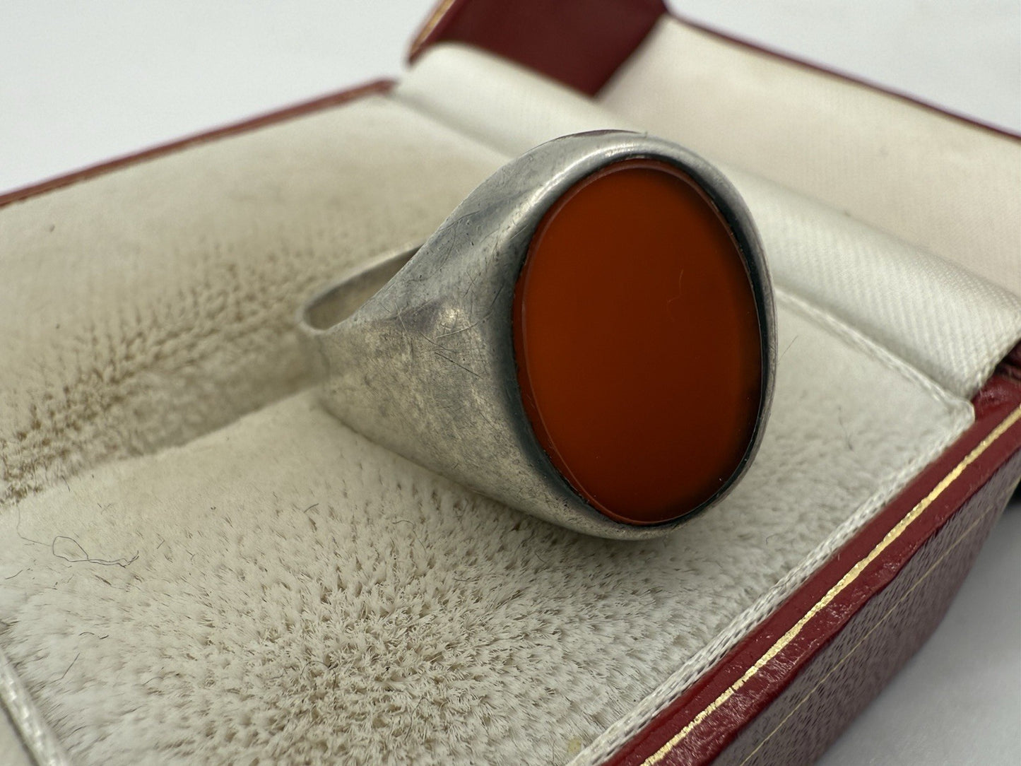 VINTAGE KARNEOL 800 SILBER STATEMENT RING GR.57