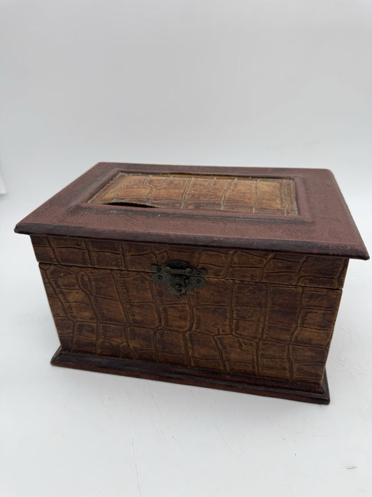 VINTAGE TRUHE SCHATZKISTE BOX KISTE KROKO OPTIK