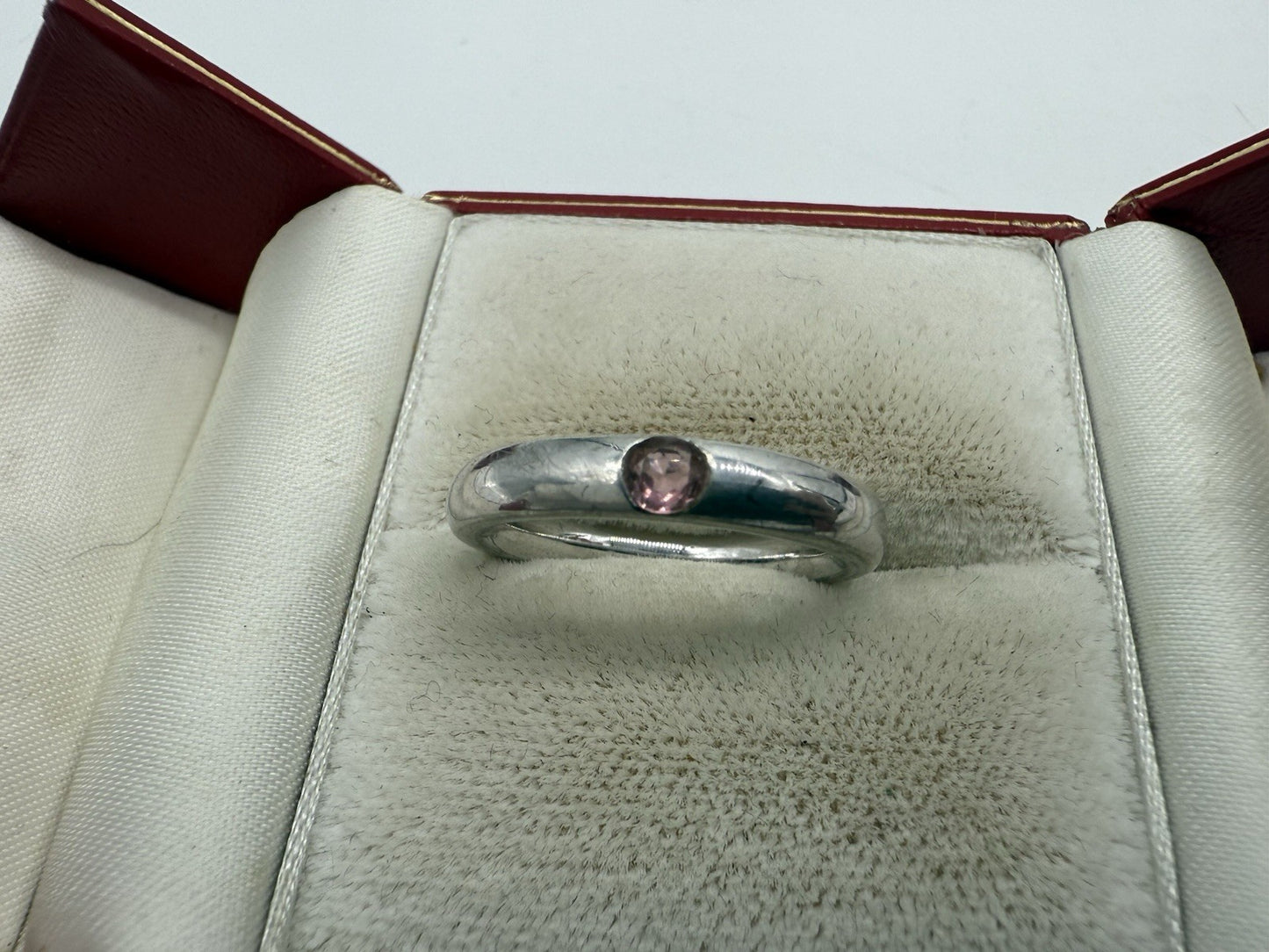 SCHÖNER 925 STERLING SILBER RING MIT ROSA STEIN GR.57