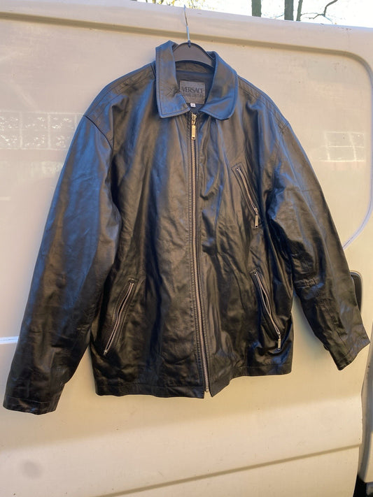 VINTAGE GIANNI VERSACE JEANS COUTURE SCHWARZE LEDERJACKE GR. M