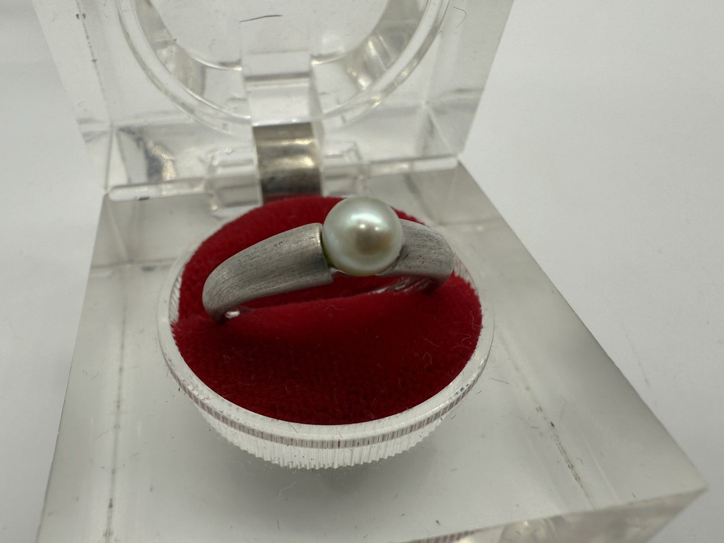 VINTAGE 925 SILBER RING MIT PERLE GR.56