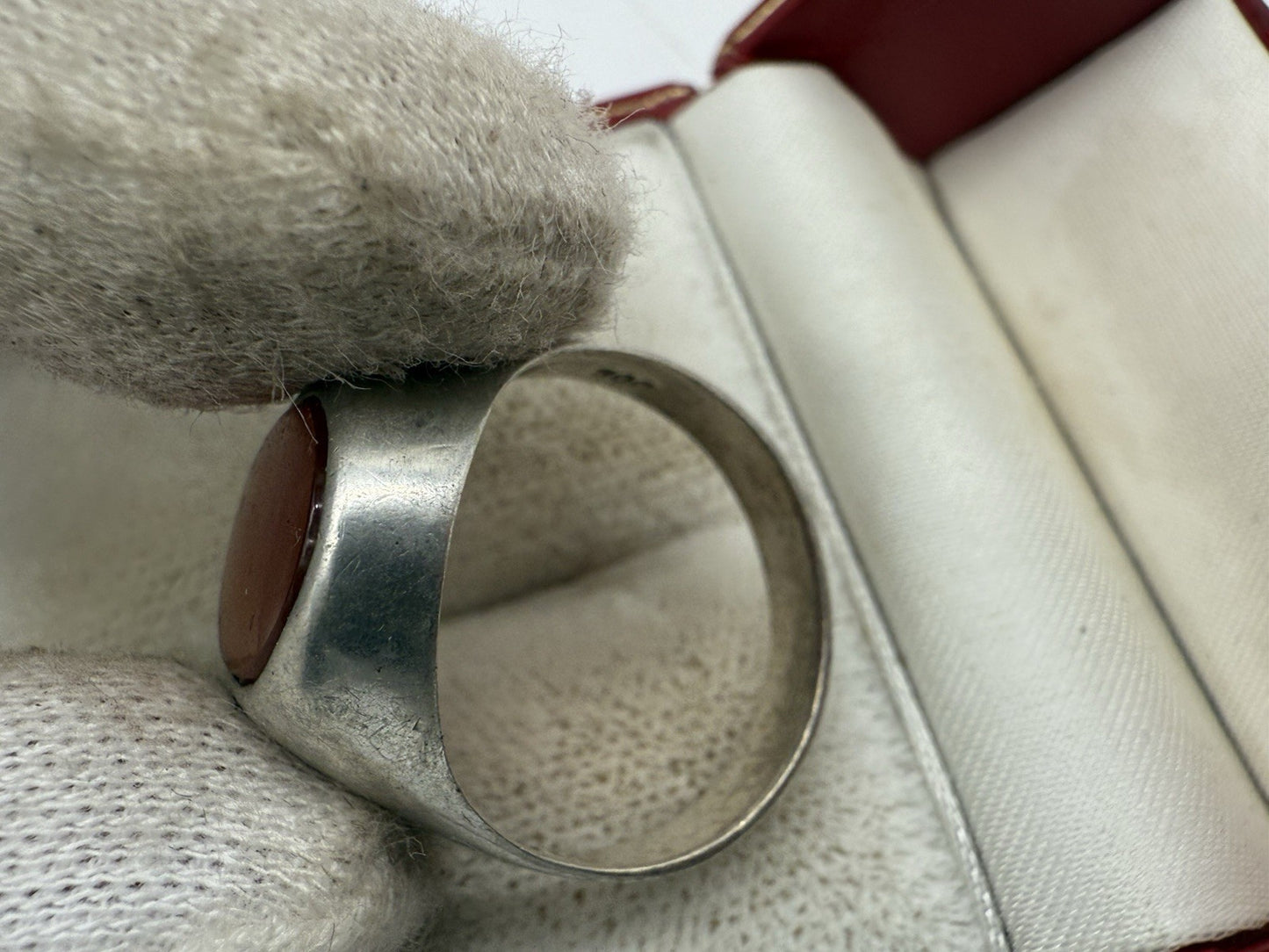 VINTAGE KARNEOL 800 SILBER STATEMENT RING GR.57